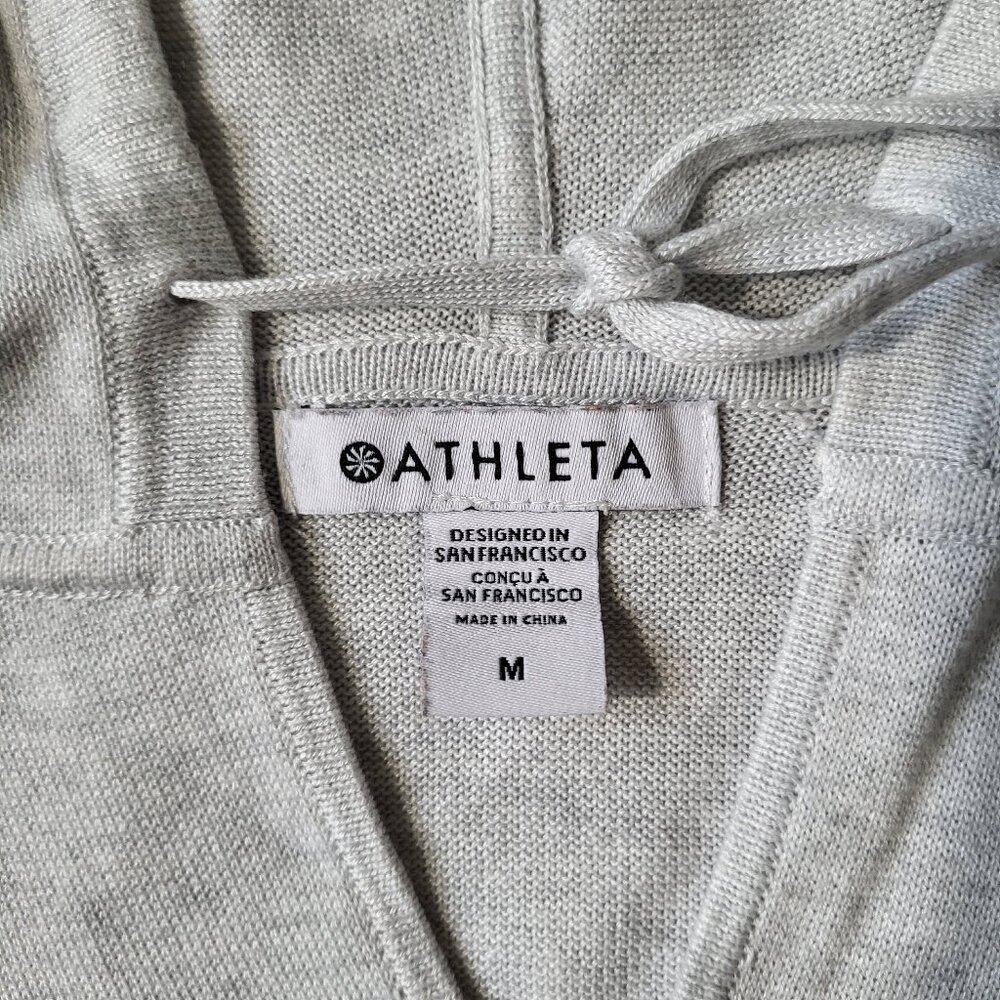 Athleta Evergreen Sweater Hoodie Size Medium Light Grey Heather - Picture 7 of 11